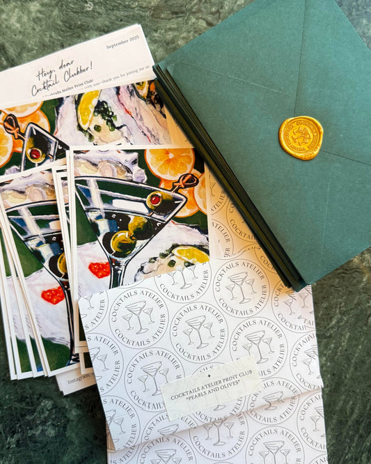 SEPTEMBER'S cocktail print mail "Pearls and Olives"